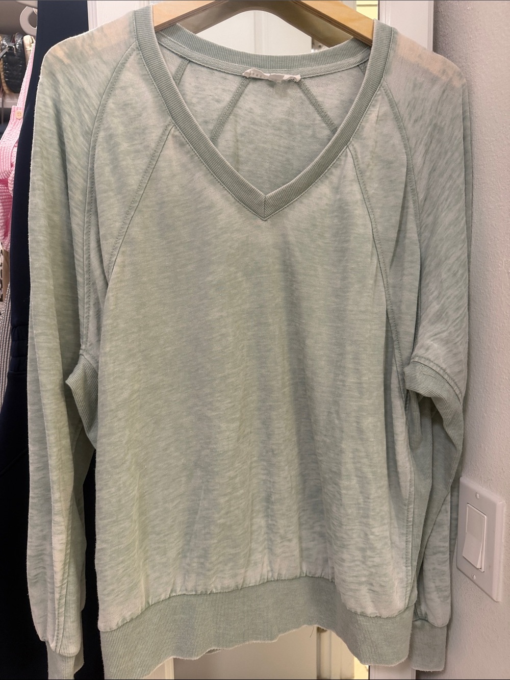 Jane and Delancey Sage Green V-Neck Pullover